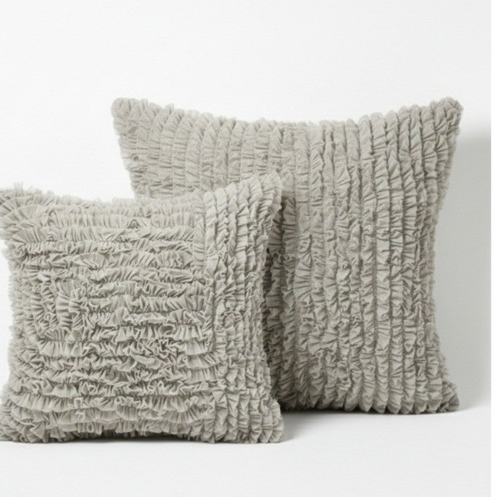 Lili Alessandra Echo Silver Grey Ruffle Decorative Pillow Set 20x20 26x26
